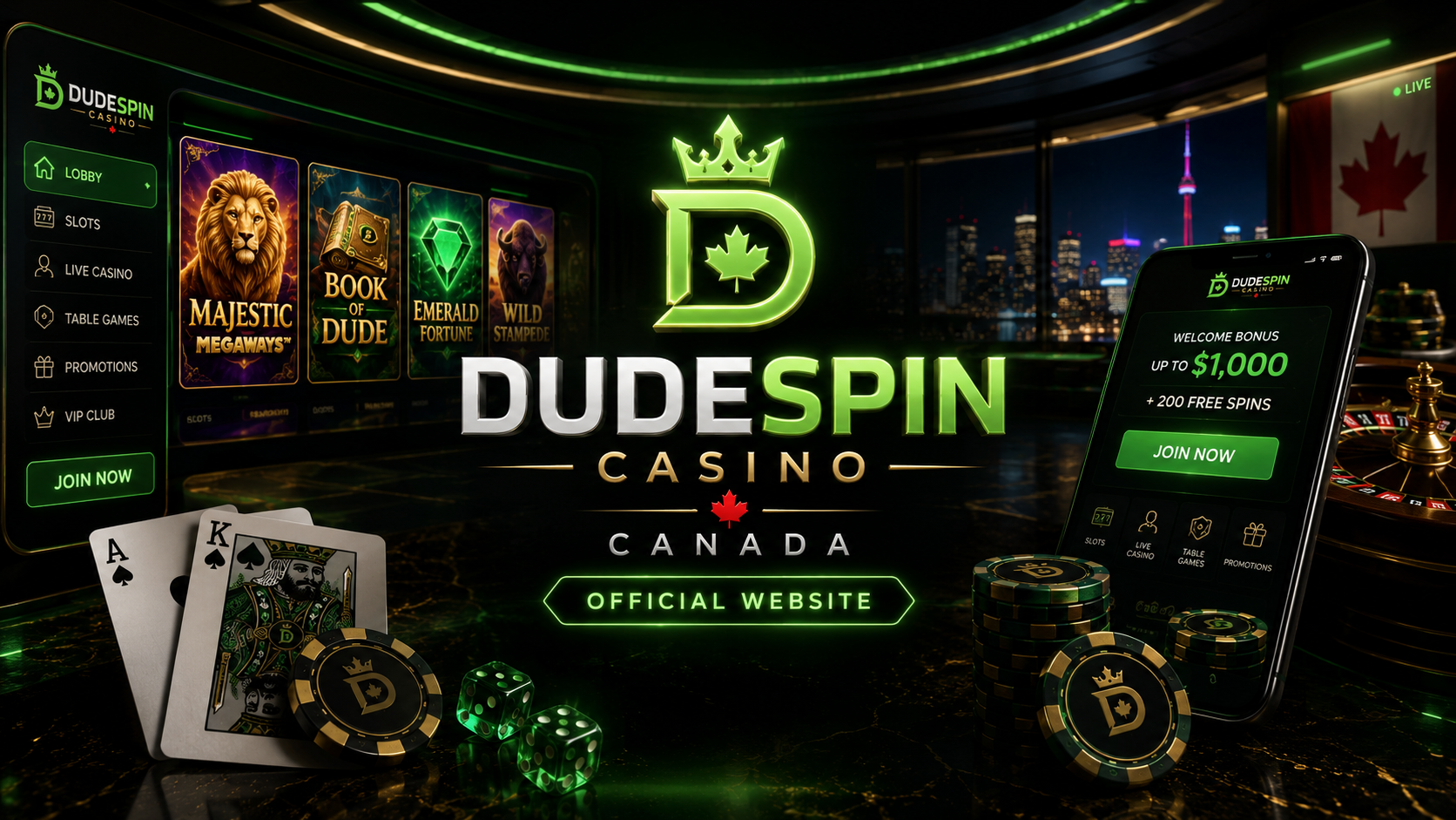 Dudespin Casino Canada homepage