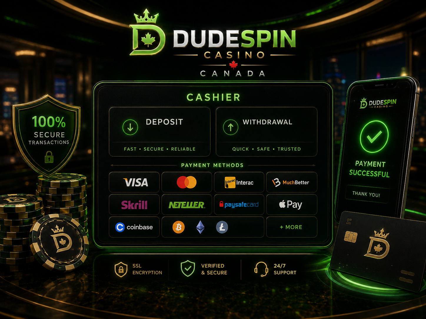 Dudespin casino payment methods